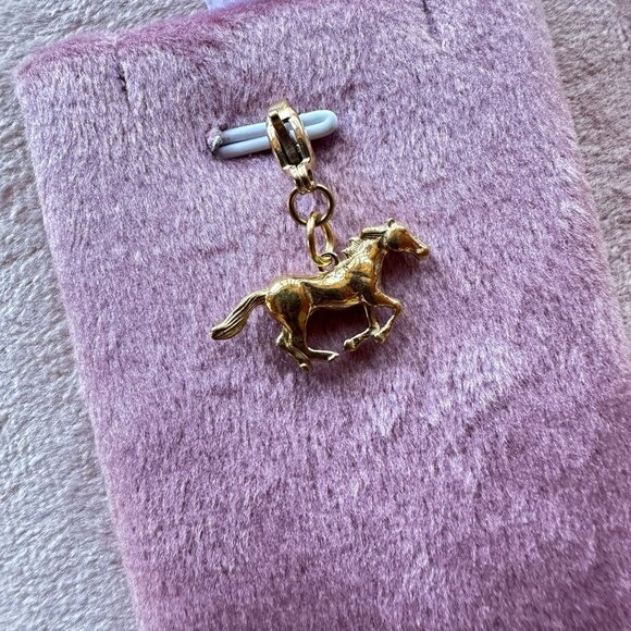 Handmade Jewelry - Horse Charm 18K PVD Gold Stainless Steel W/ Lobster Claw Clasp For Bracelets